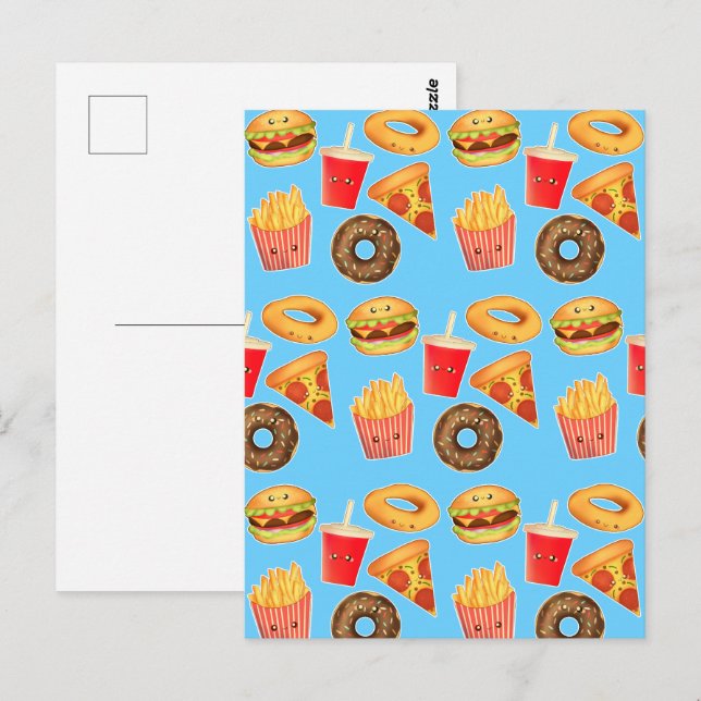 Kawaii Cute Junk Food Vykort (Fram/baksida)