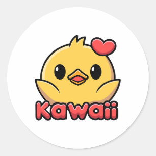 Kawaii! Cute Kawaii Baby Chick Tecknad Runt Klistermärke