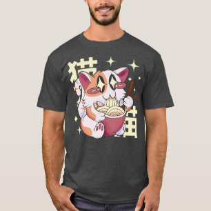 Kawaii Cute Kitten Eating Ramen Noodles Japan T Shirt