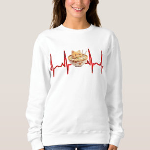 Kawaii Cute Kitten Ramen EKG Heartslag Otaku Anime T Shirt