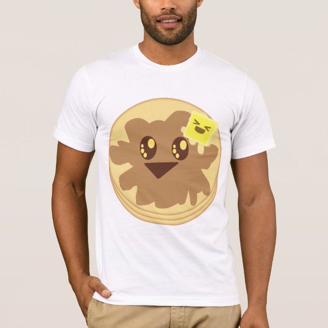 Kawaii Cute Pancakes Tecknad T Shirt (Framsida)