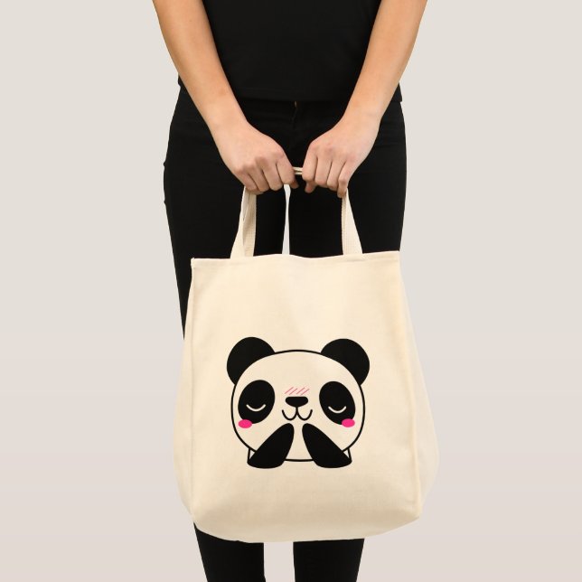 Kawaii Cute Panda T-Shirt Tygkasse (Framsida (produkt))