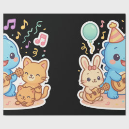 Kawaii Cute Party Collection - Dino & Friends Presentpapper