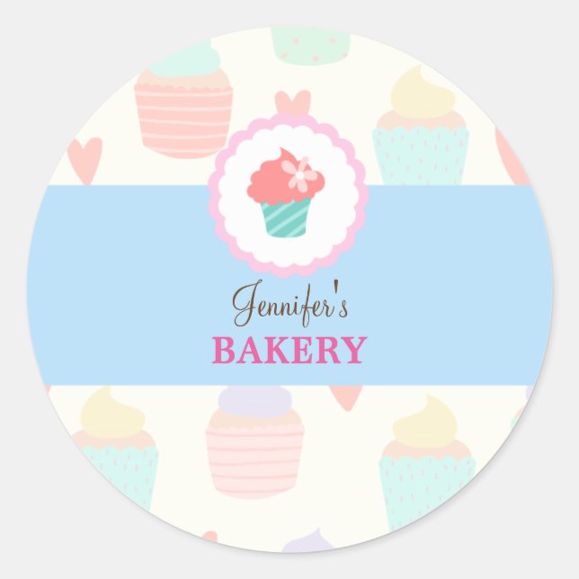 Kawaii Cute Pastel Bakery-etikett Runt Klistermärke (Framsida)