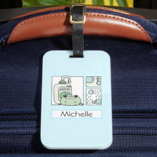 Kawaii Cute Pastel Frog med Bubbles Luggage Tag Bagagebricka