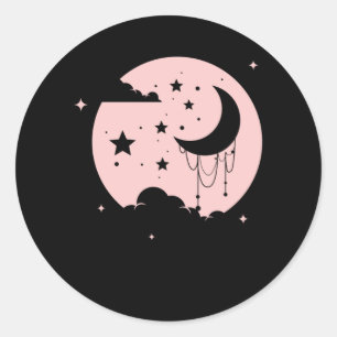 Kawaii Cute Pastel Goth Måne Runt Klistermärke