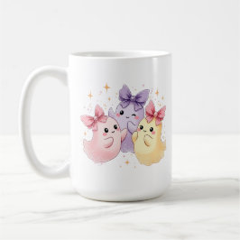 Kawaii Cute Pastel Spöken med Bows Kaffemugg