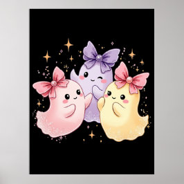 Kawaii Cute Pastel Spöken med Bows Poster