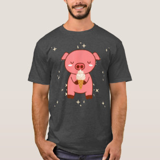 Kawaii Cute Pig With Ice Cream Pajamas  T Shirt