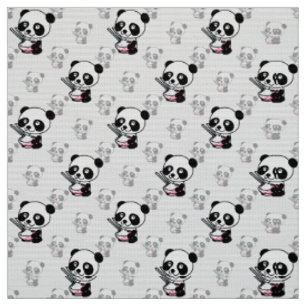 Kawaii Cute Playing Panda Yta Mönster Design Tyg