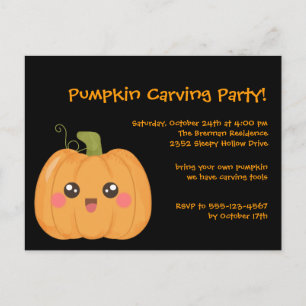 Kawaii Cute Pumpkin Halloween-postkortsinbjudan Inbjudan Vykort