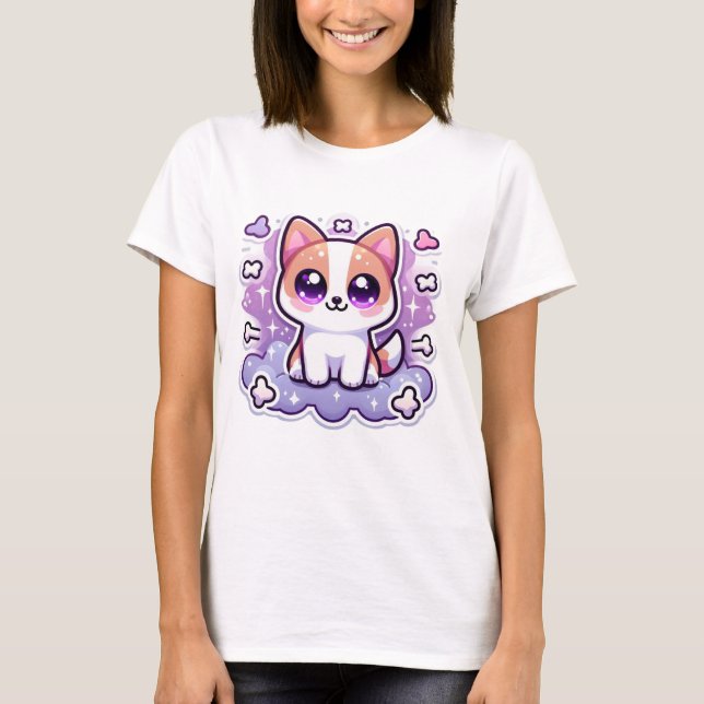 Kawaii Cute Puppy-Hund med stort Ögon T Shirt (Framsida)