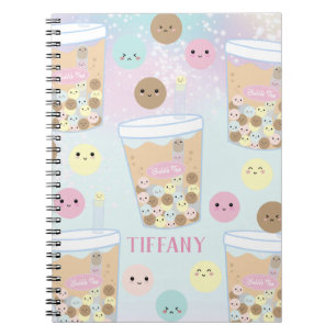 Kawaii Cute Rainbow Bubble Tapioca Pearl Mjölk Tea Anteckningsbok