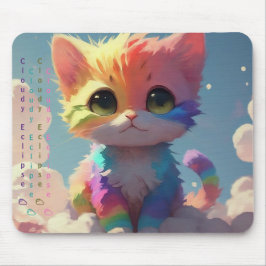 Kawaii Cute Rainbow Kitten på molnet Mousepad Musmatta