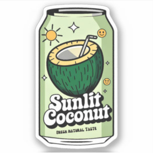 Kawaii Cute Roligt Fruktig Coconut Juice Drink Klistermärken