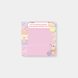 Kawaii Cute Rosa and Lila Motivation Post-it Block