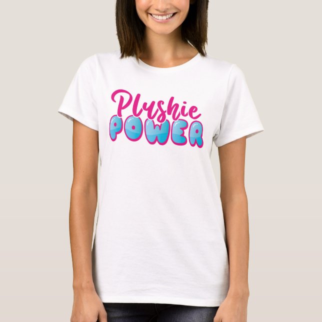 Kawaii Cute Rosa Blue Plushie Power T Shirt (Framsida)
