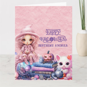 Kawaii Cute Rosa Halloween Kort