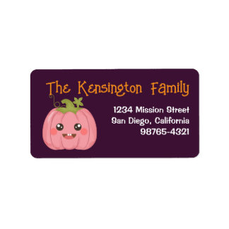 Kawaii Cute Rosa Pumpkin Anpassningsbar Halloween Adressetikett