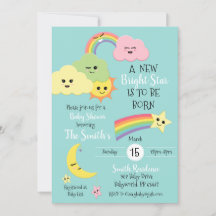 Kawaii Cute Star Måne Kön Neutral Baby Shower