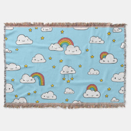 Kawaii Cute Stars Clouds och Rainbows Mysfilt