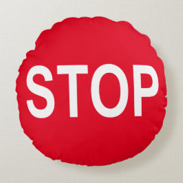 Kawaii Cute Stop Sign för Nerd Geeks Rund Kudde