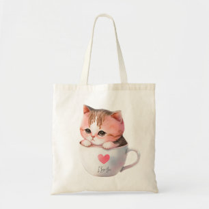 Kawaii Cute Stripe Rosa Chibi Cat Tygkasse
