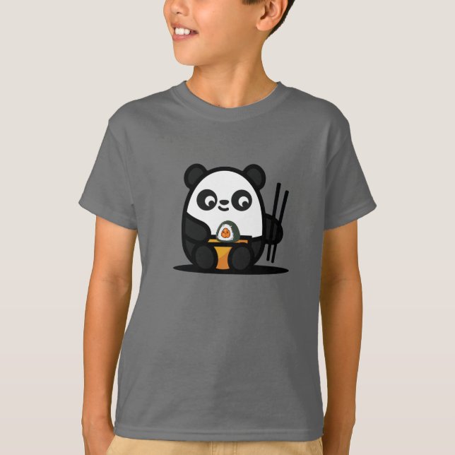 Kawaii Cute Sushi Panda T Shirt (Framsida)