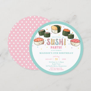 Kawaii Cute Sushi Party Girl Birthday Inbjudningar