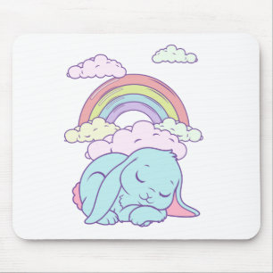 Kawaii Cute Tecknad Bunny Rabbit Rainbow Musmatta