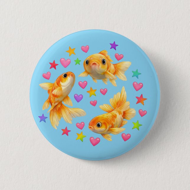 kawaii cute y2k rainbow goldfish button knapp (Framsida)