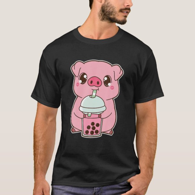 Kawaii Cute Zodiac Boba Gris Matcha Grönt Bubble M T Shirt (Framsida)