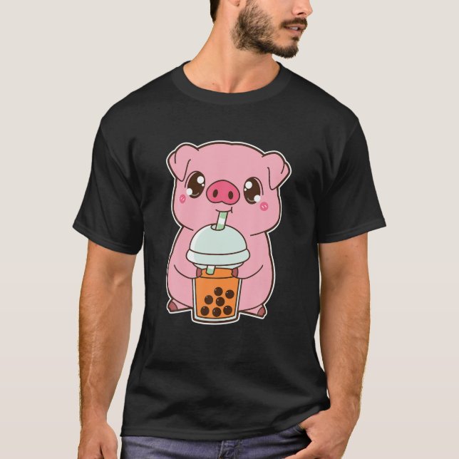 Kawaii Cute Zodiac Boba Gris Thai Iced Bubble Pear T Shirt (Framsida)