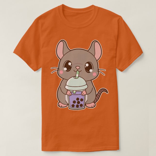 Kawaii Cute Zodiac Boba Råtta Taro Bubble Mjölk T Shirt (Design framsida)