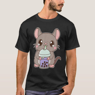 Kawaii Cute Zodiac Boba Råtta Taro Bubble Mjölk T Shirt