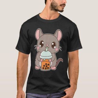Kawaii Cute Zodiac Boba Råtta Thai Iced Bubble Mjö T Shirt