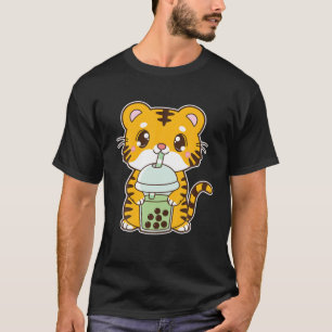Kawaii Cute Zodiac Boba Tiger Matcha Grönt Bubble T Shirt