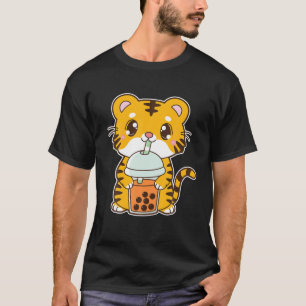 Kawaii Cute Zodiac Boba Tiger Thai Iced Bubble Mil T Shirt