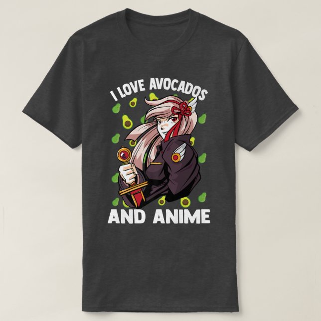 Kawaii CuteI Kärlek Avocados och Anime Otaku Girl T Shirt (Design framsida)