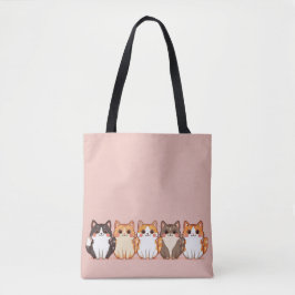 Kawaii Cutie Kitty Crew Girly Peach Pink Cat Mom  Tygkasse
