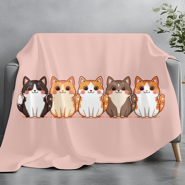 Kawaii Cutie Kitty Crew | Mysig Rosa Kattmamma Fleecefilt (Skapare uppladdad)