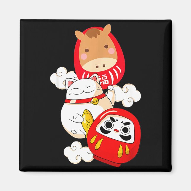 Kawaii Daruma Japanese New Year 2026 Year Of The H Magnet (Framsidan)