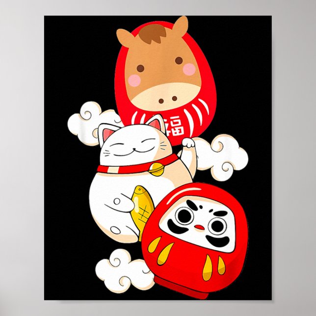 Kawaii Daruma Japanese New Year 2026 Year Of The H Poster (Framsidan)