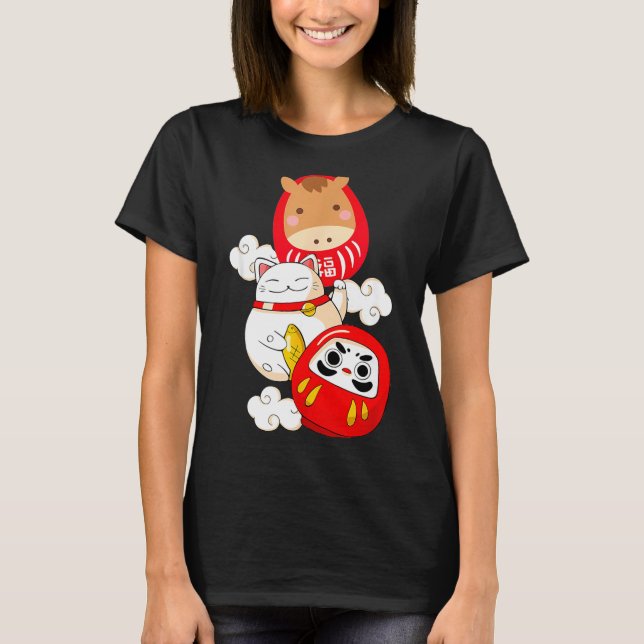 Kawaii Daruma Japanska Nyår 2026 År för H T Shirt (Framsida)