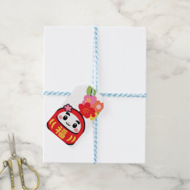 Kawaii daruma-mönster presentetikett