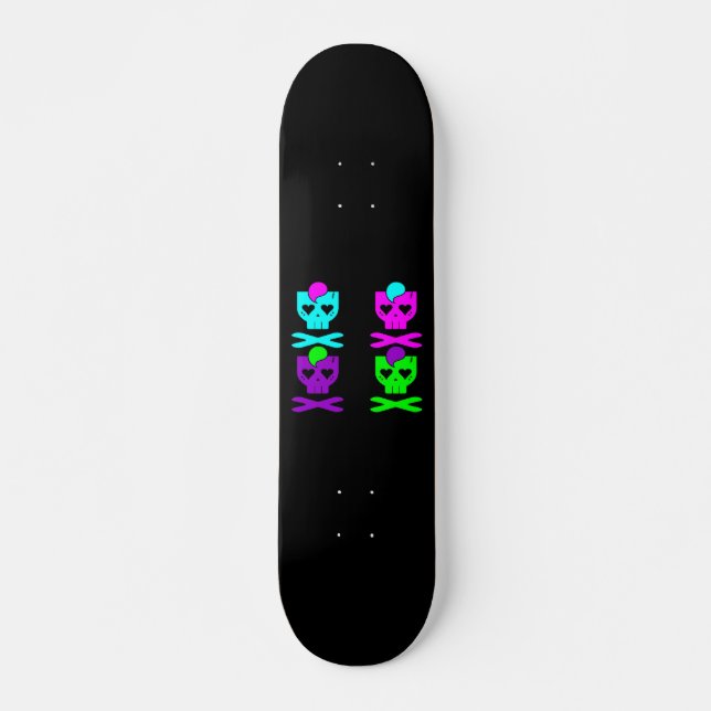 KAWAII DEATHROCK DÖDARSKALLAR MULTICOLOUR MINI SKATEBOARD BRÄDA 18,7 CM (Framsida)