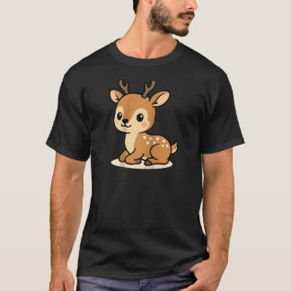 Kawaii Deer Cartoon Cute Woodland Fawn Illustratio T Shirt