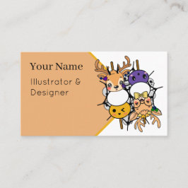 Kawaii Deer Dango - Kusliga Höstspettar Konst Visitkort