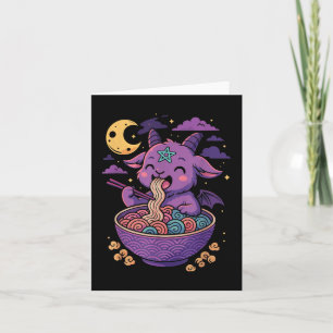 Kawaii Demon Ramen Nudlar Getter Pentagram Pastell Kort