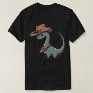 Kawaii Dinosaur Brontosaurus Cowboy Funny T Shirt